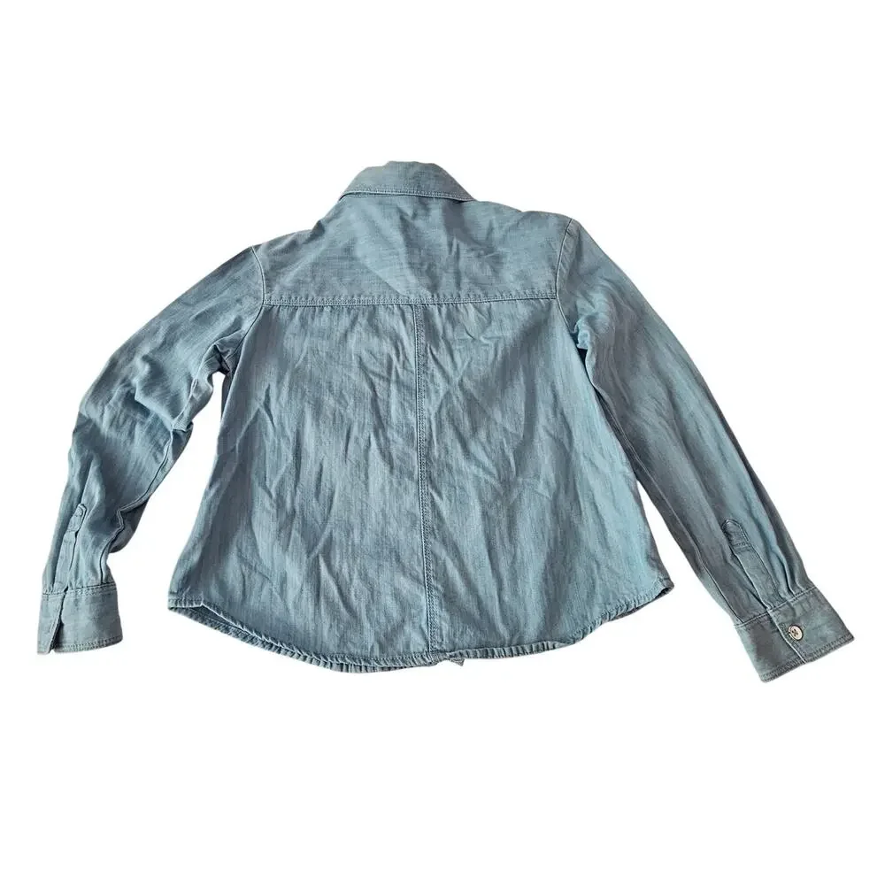❤️2/$12 Cat & Jack Kids Chambray Button Up Top, Size  L (10-12)